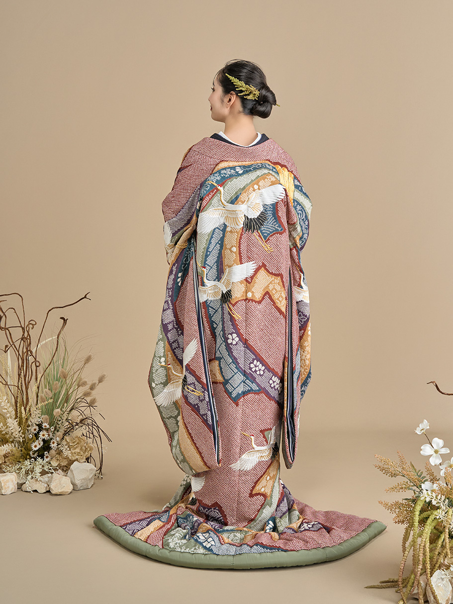 【美品】色打掛 レインボー 鶴 色打掛 熨斗目飛翔鶴（のしめひしょうかく） - 和装／白無垢・色打掛
