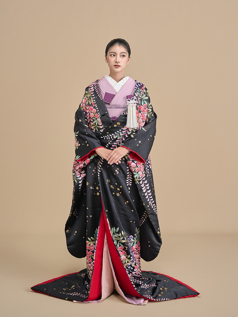 色打掛け着物 婚礼 色打掛 裂取り四季花文 - きれどりしきばなもん - - 和装／白無垢・色